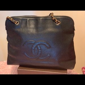 Authentic Chanel Black CC Cavalier Tote